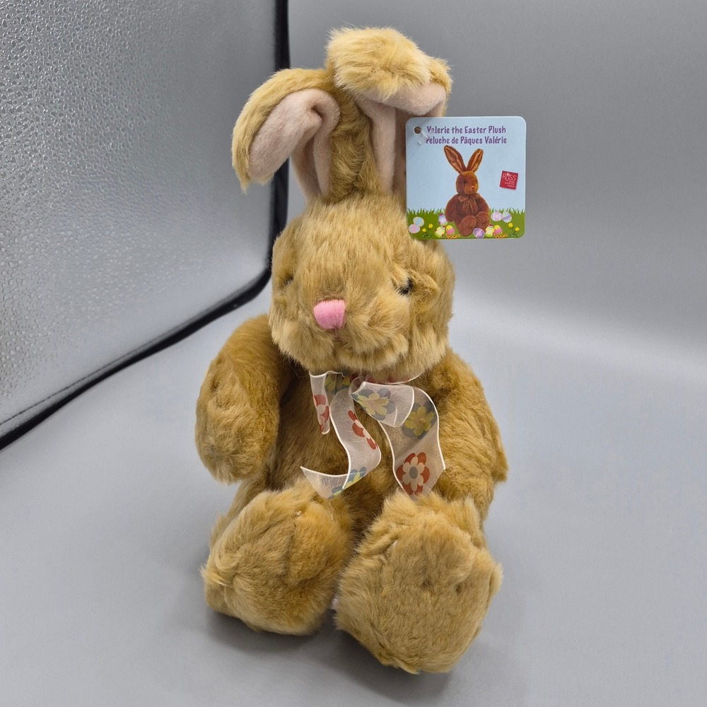 Russ Berrie‎ Valerie the Easter Plush Bunny Rabbit Brown Floral Bow F3415511 NWT